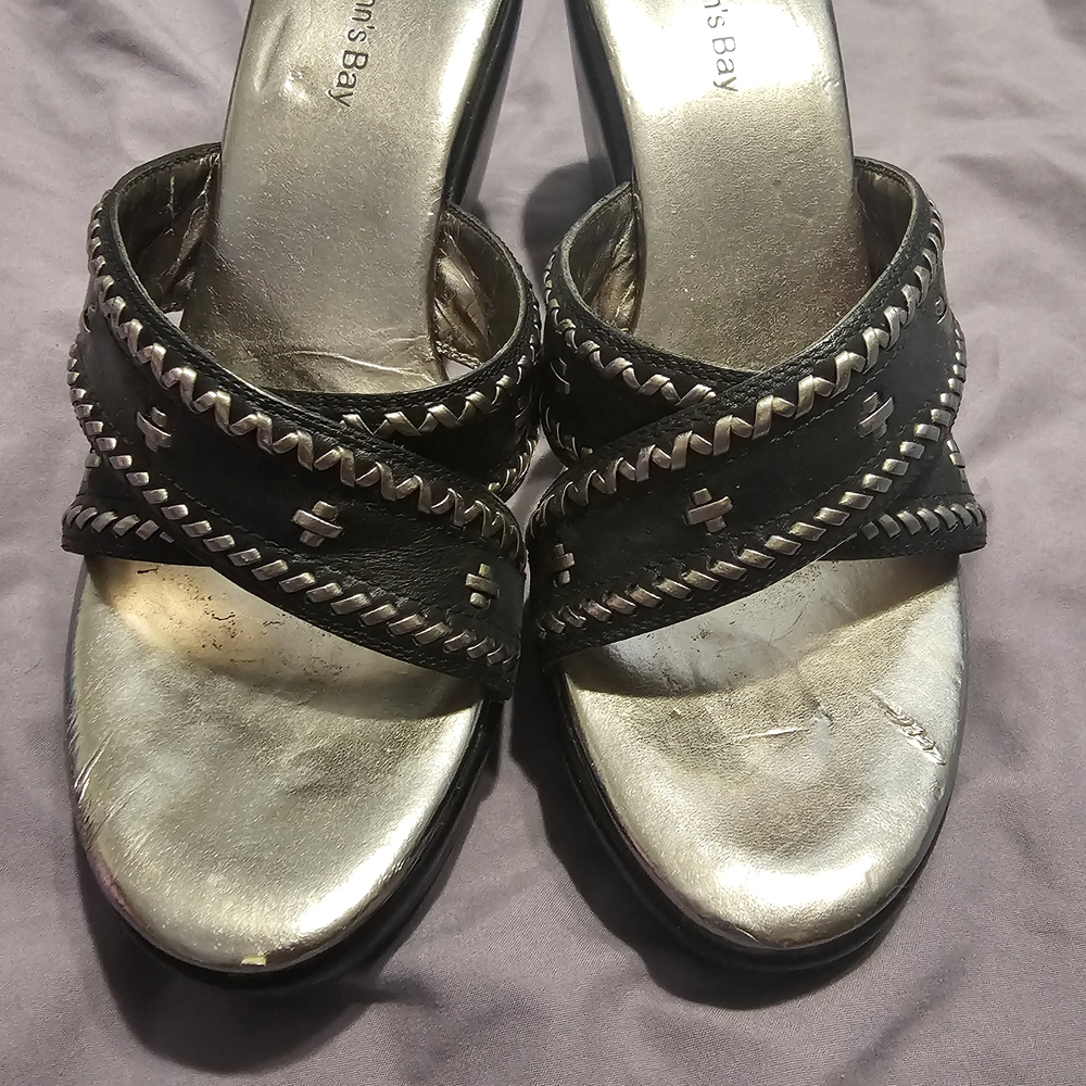 St. John's Bay Black and Silver Heels